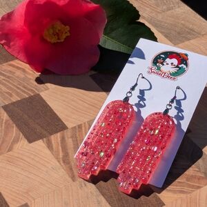 Pink Glitter Earrings